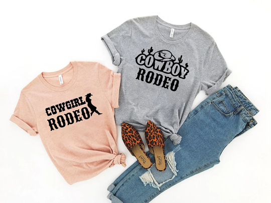 Cowboy & Cowgirl Shirts, Ladies Unisex Crewneck Shirt, Rodeo, Western, Cowboy, Cute T-Shirt, Vintage, Retro, Gift, Funny