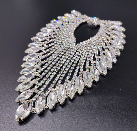 Clear Rhinestone Trim Crystal Chain Wedding Fringe Cup Applique Rh-009