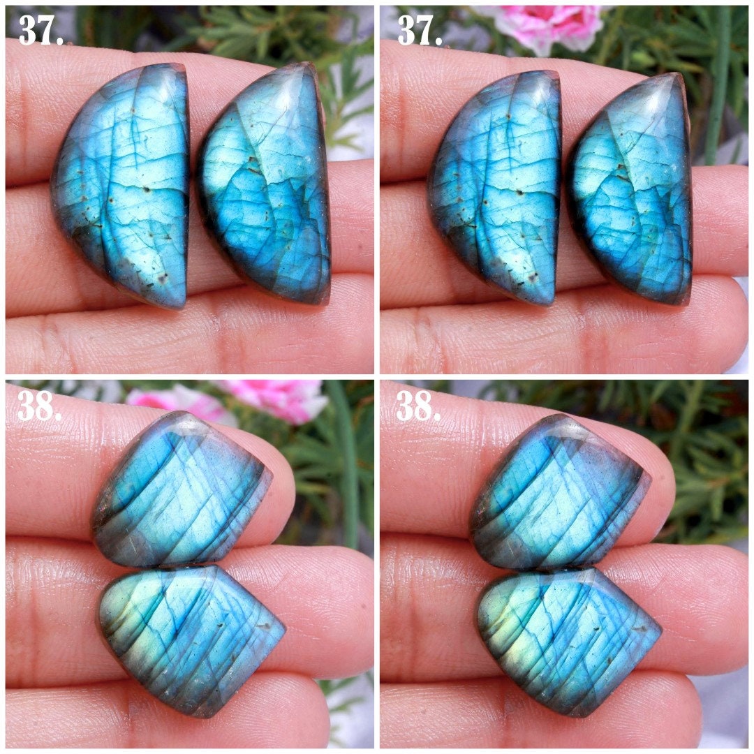 Blue Labradorite Pairs, Labradorite Cabochon , Loose Gemstone , Pair For Earrings, For Woman Earrings , Oval Pear Fancy Shape Pair