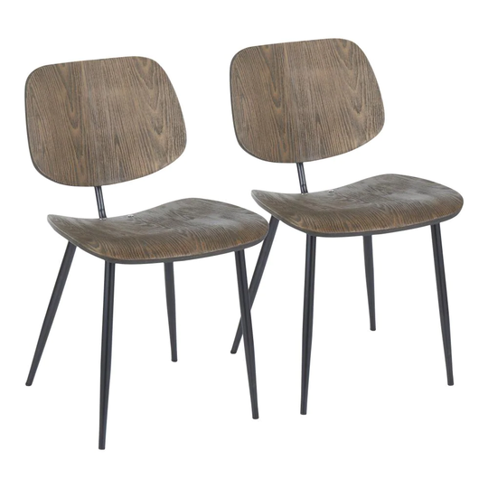 LumiSource 2 Wilson Industrial Black Metal, Espresso Wood Blend Transitional Accent Chair in Gray | CH-WLSN BKE2