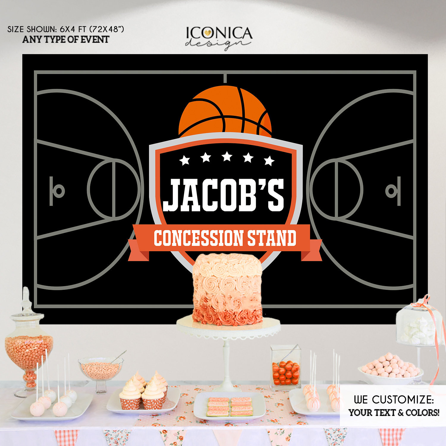 Basketball Themed Photo Booth Backdrop, Concession Stand Birthday Banner, Sports Party, Printed Or Digital File Bbd0085