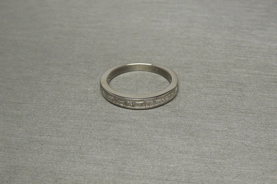Vintage Estate Platinum 0.80Tcw Baguette & Square Radiant Diamond Channel Band/Wedding Sz 7