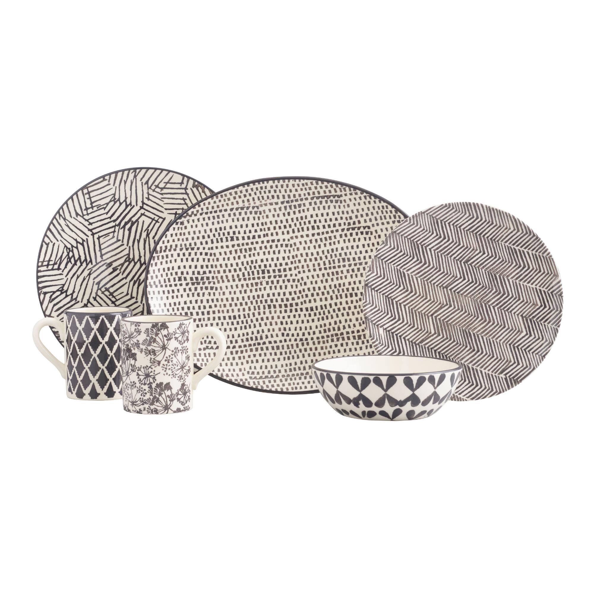 Charcoal and Ivory Alvaro Dinnerware Collection by World Market