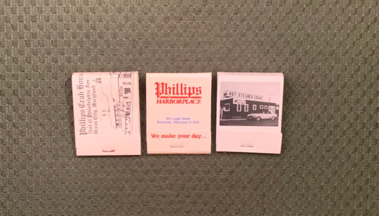 Vintage Matchbooks, Phillips, Seafood, Crab House, Restaurant, Baltimore, Ocean City, Maryland, Lot Of 3 with Matches, Free Ship in Usa