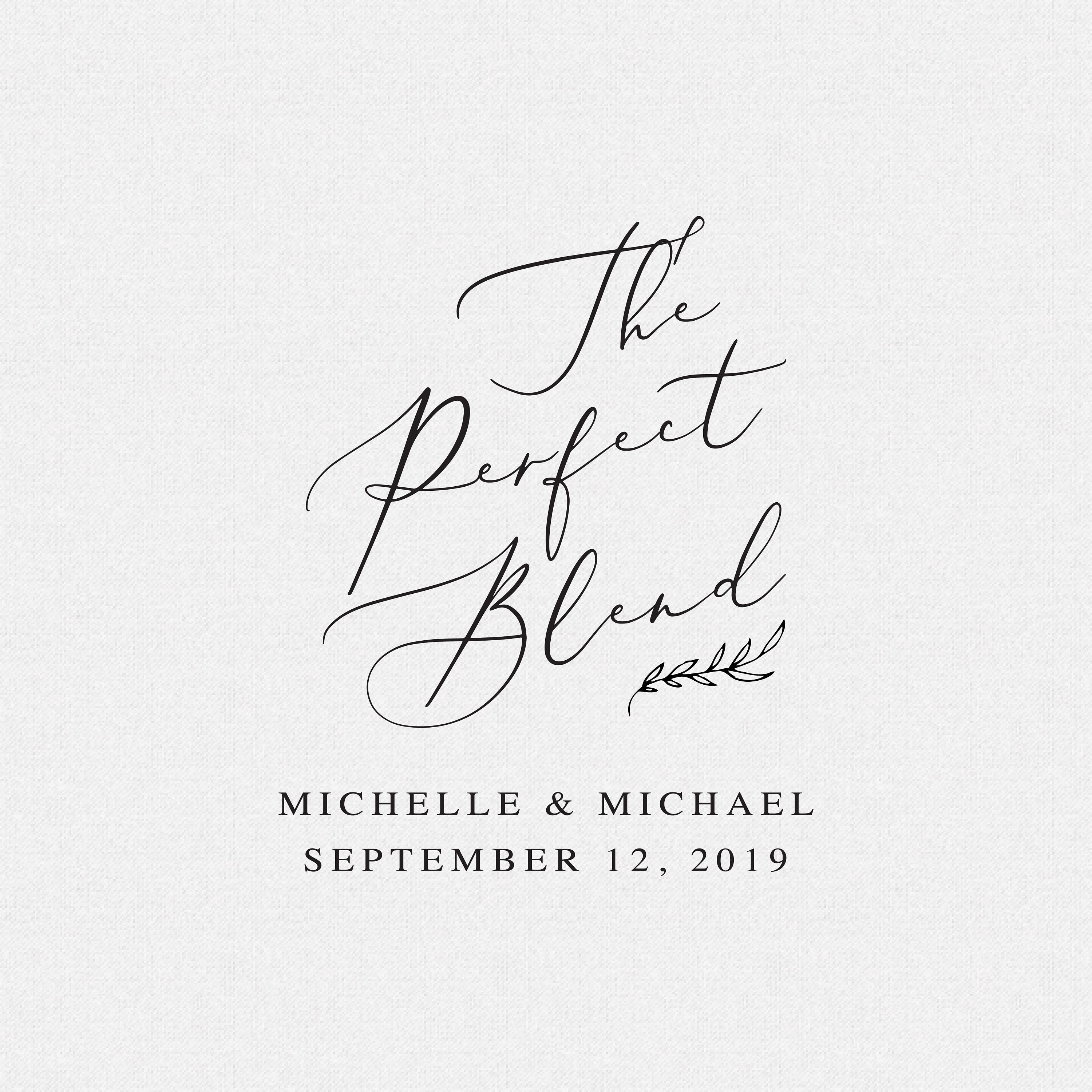 Floral The Perfect Blend Rubber Stamp, Self Inking, For Coffee Sleeves Or Bean Sacks, Bridal Shower, Minimal, Simple, Ink | T597