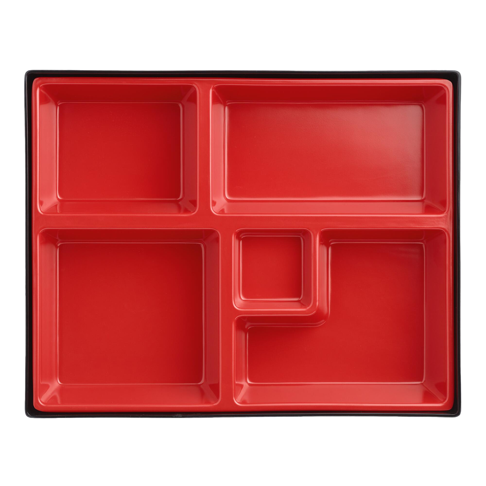 Black And Red Melamine Bento Tray Set Of 2 by World Market