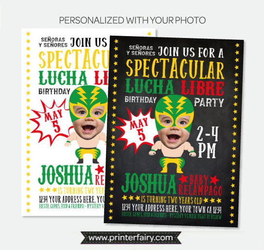 Lucha Libre Invitation With Photo, Cinco De Mayo Birthday Invitation, Fiesta Luchador Personalized Digital Invite, 2 Options