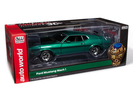 1971 Ford Mustang Mach 1 Green "Class Of 1971" Anniversary 1/18 Scale Diecast Model Car By Autoworld Amm1262