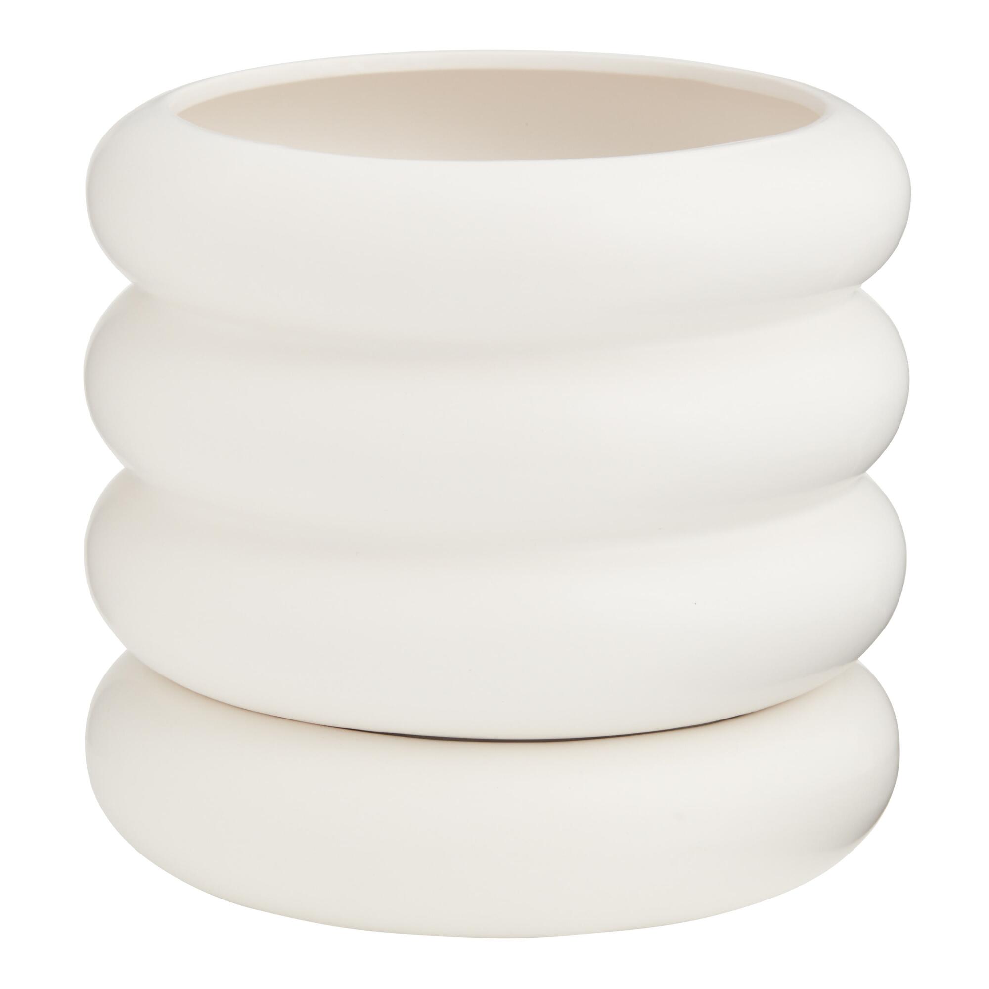 Matte White Stacked Ring Planter With Tray - Ceramic by World Market