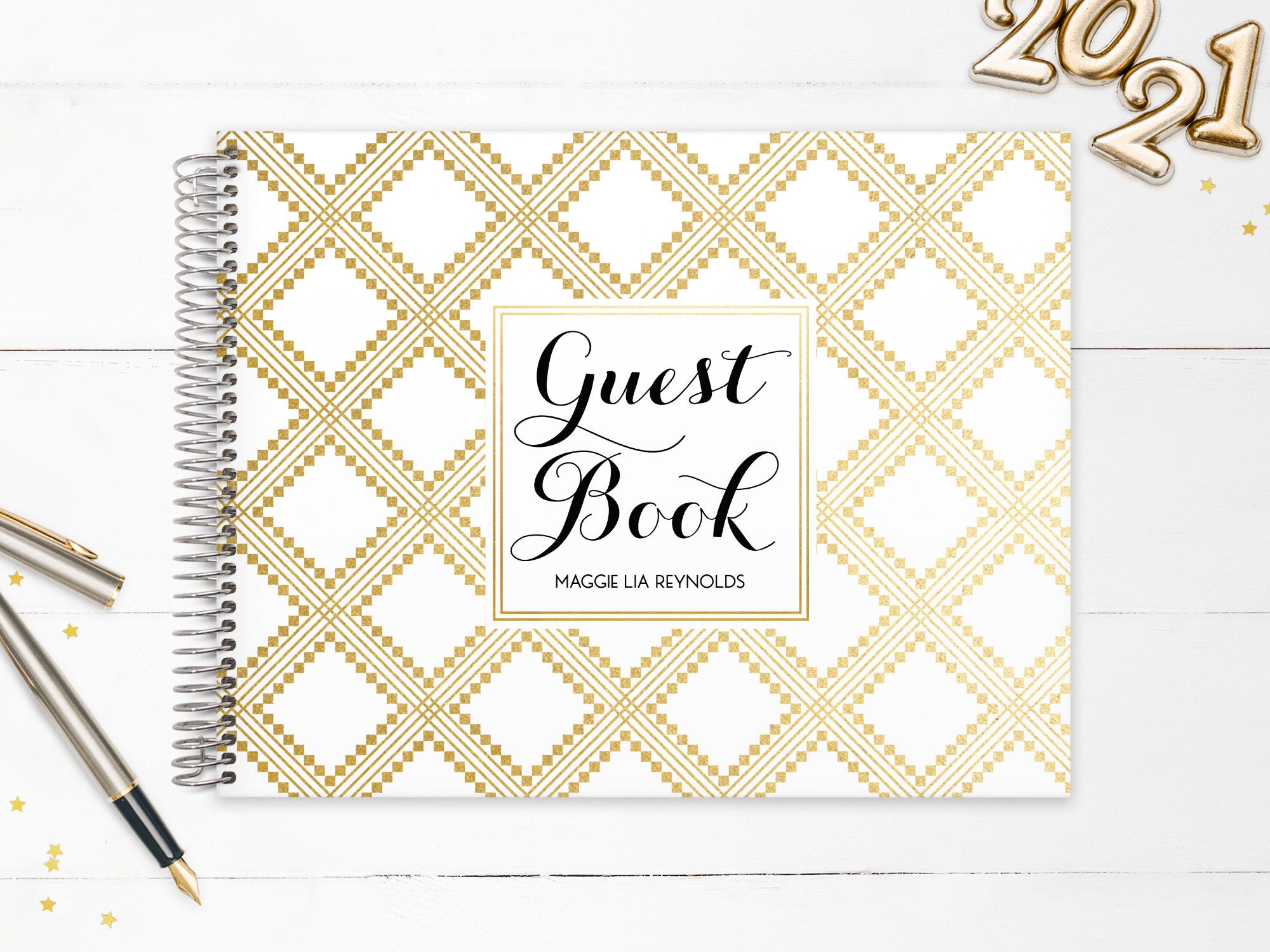 Graduation Guest Book | Grad Guestbook Custom Personalized Registry Art Deco