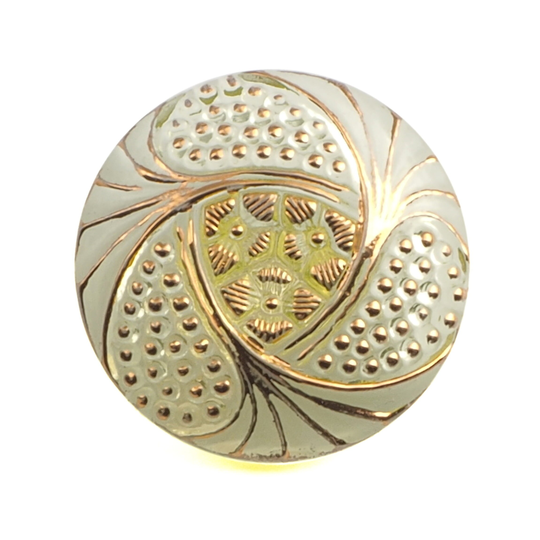 Vintage Czech Lacy Style Gold Gilt Uv Glow Glass Button 22mm