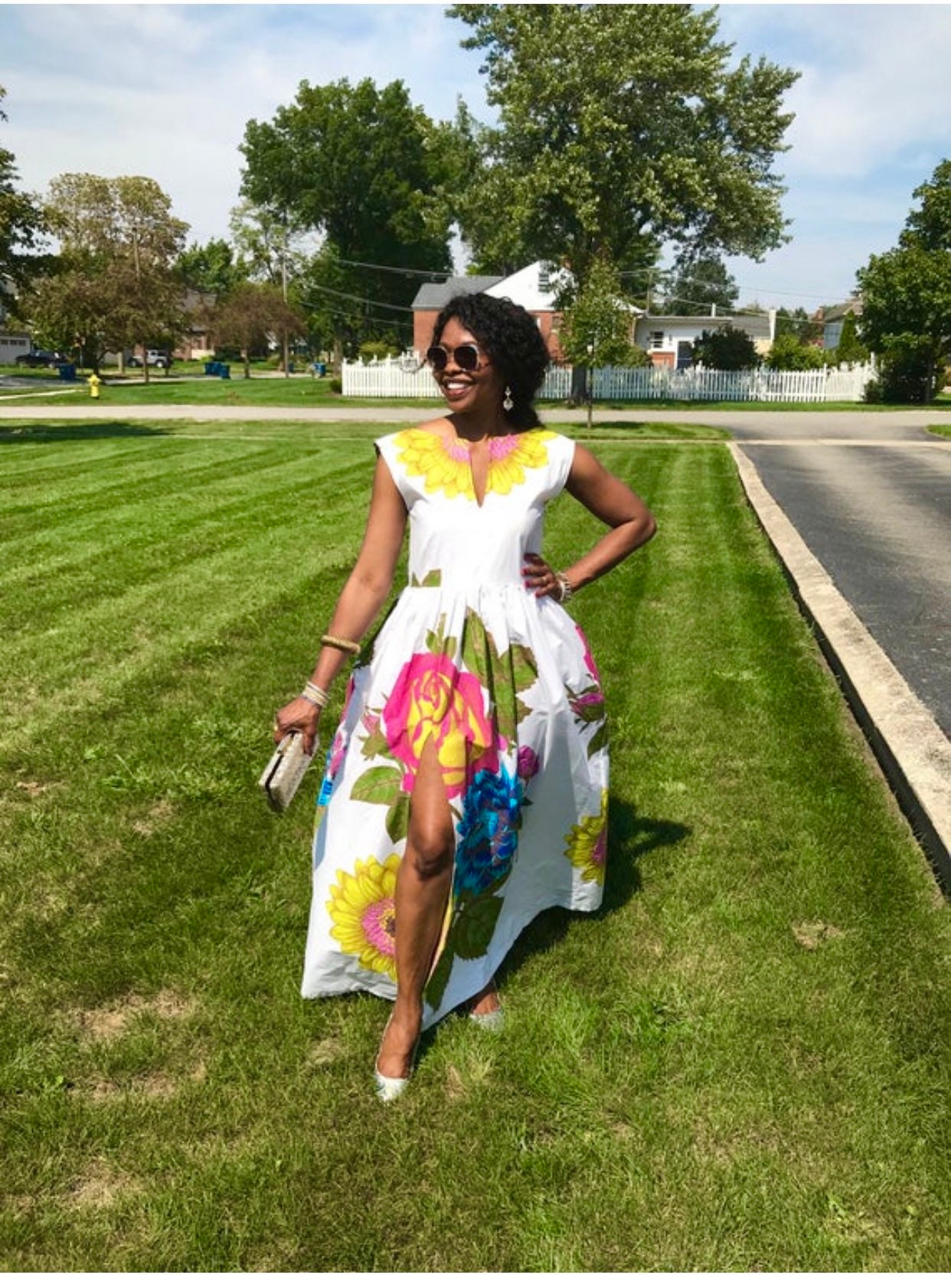 White Maxi Dress For Women African Clothing Summer Elegant Party Floral Short Sleeves Long