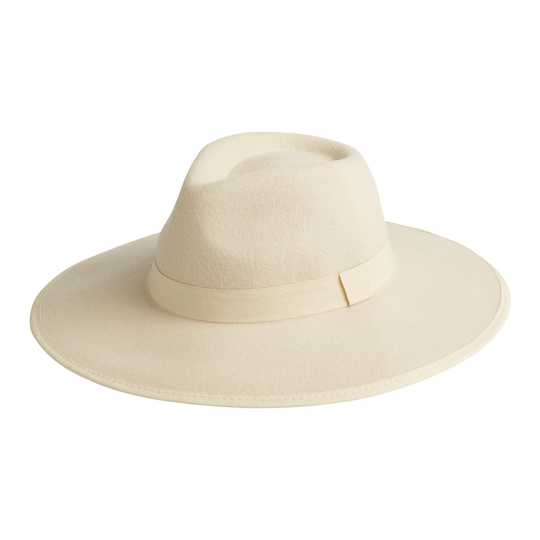 Cream Wool Rancher Hat With Cream Trim: White by World Market