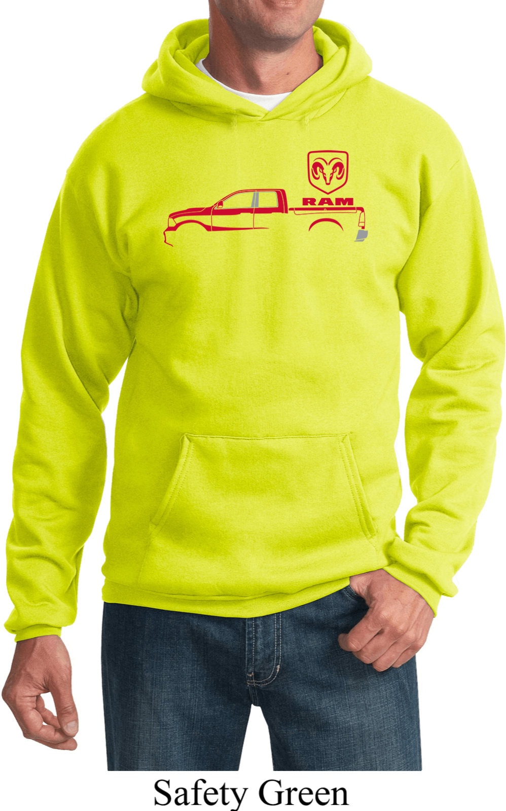 Red Dodge Ram Silhouette Hoodie 21539E2-Pc90H