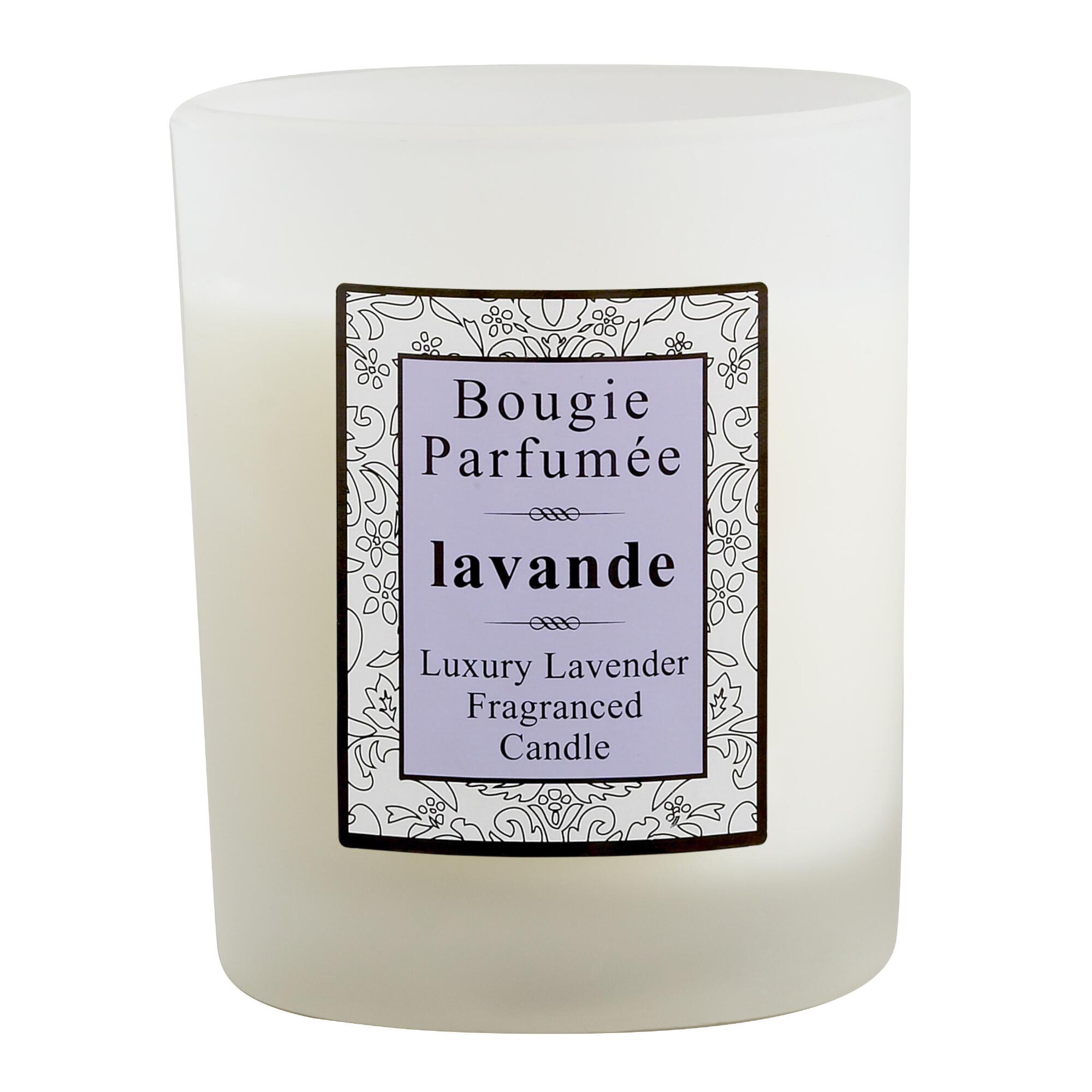 Lavender Bougie Parfumee Scented Candle: Purple/White - Wax by World Market