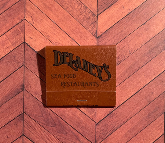 Vintage Matchbook, Delaneys, Seafod, Restaurant, Oyster Bar, Old Ship, California, with 30 Match Sticks, Free Ship Usa