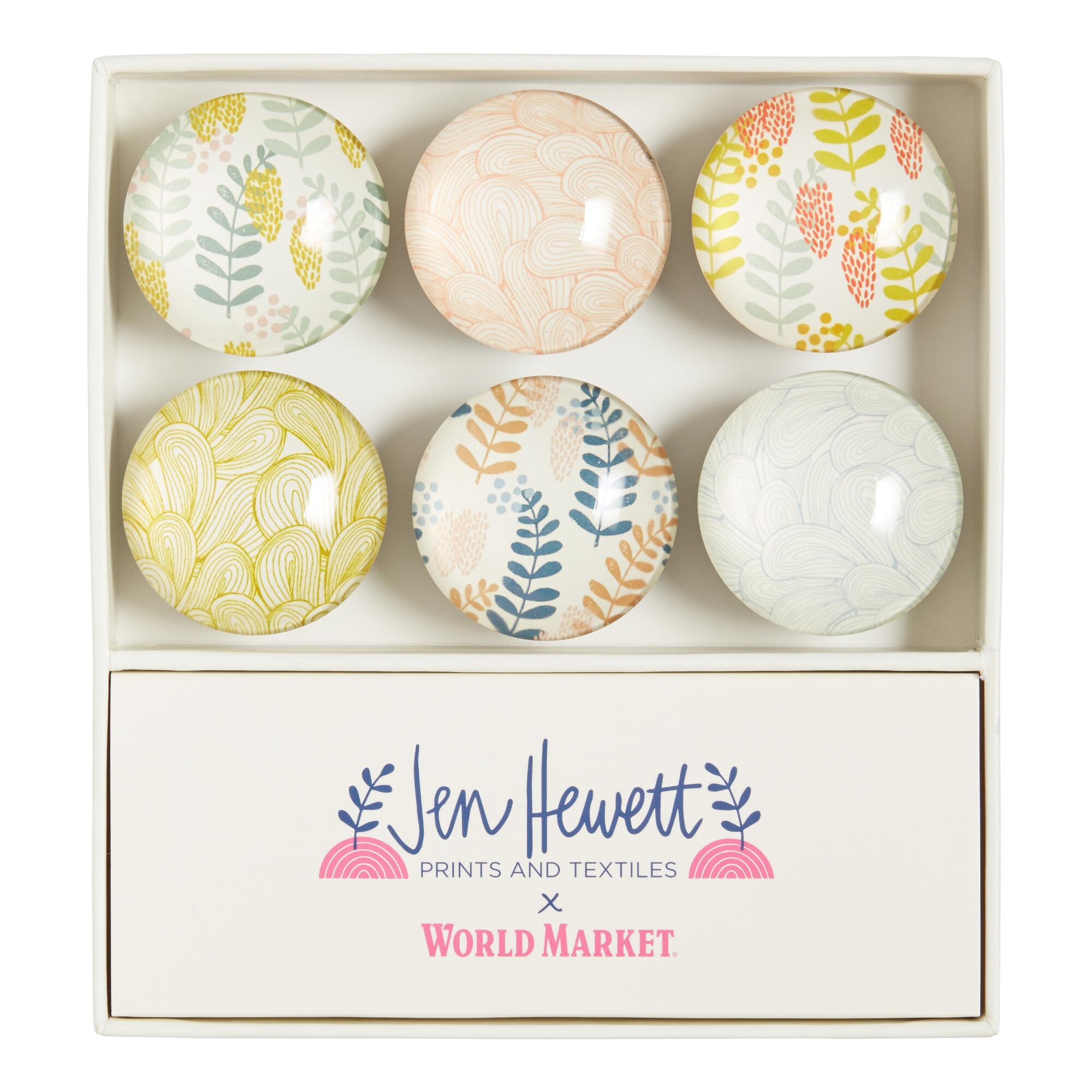 Jen Hewett Fern Dell Dome Magnets 6 Pack: Multi - Glass by World Market