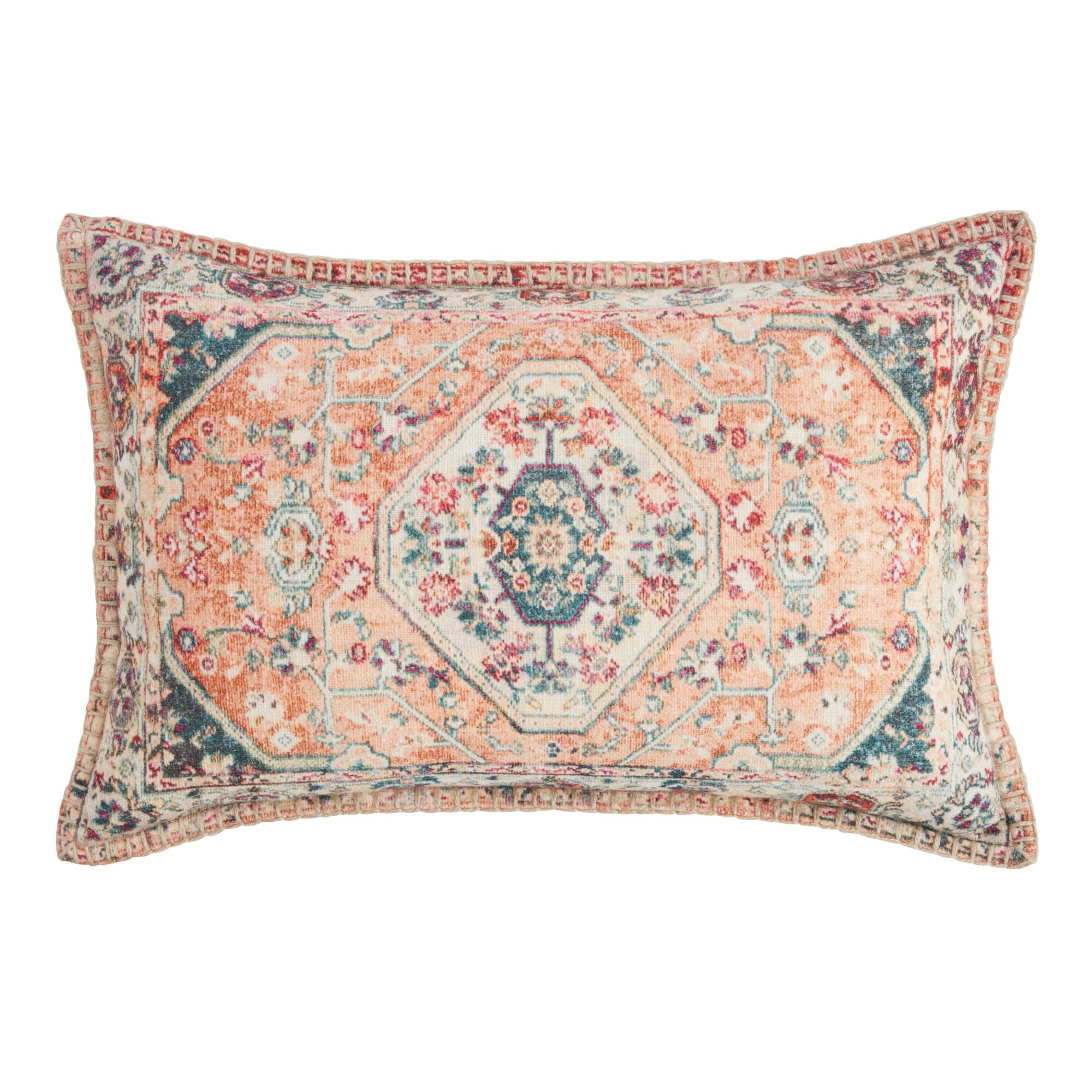 Multicolor Distressed Rug Print Lumbar Pillow by World Market