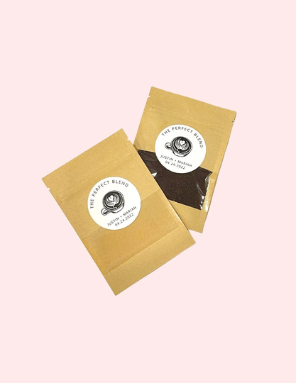 Custom Wedding Favor Stickers, The Perfect Blend, Coffee Bag, Treat Bags, Unique Favor, Blend, Personalized