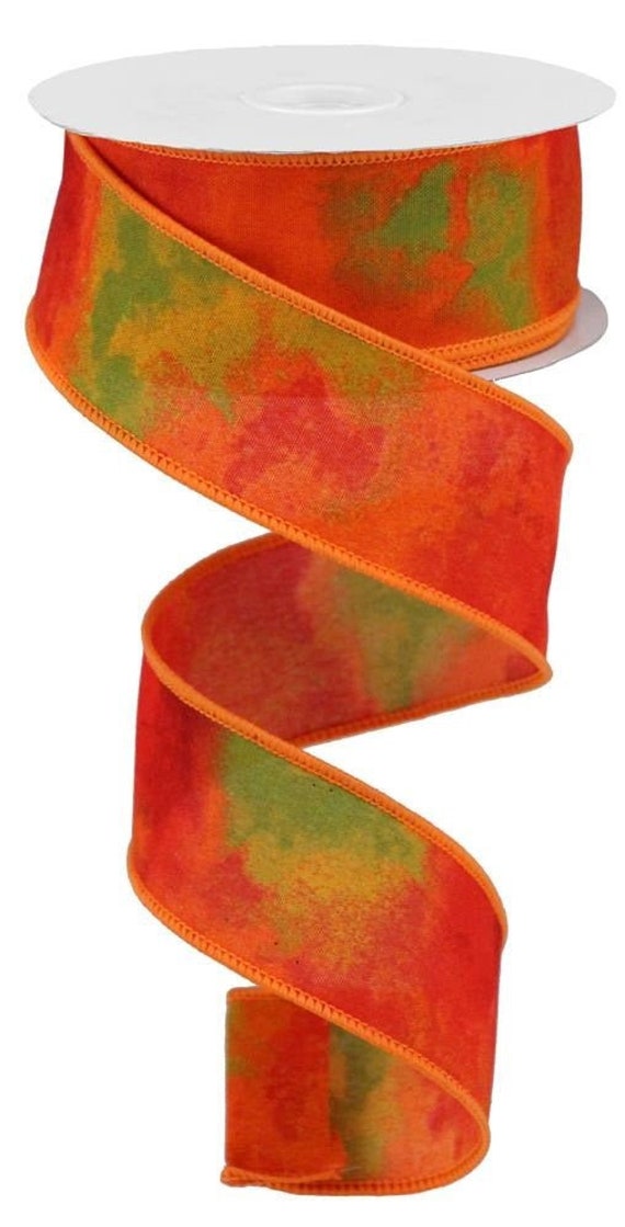 Watercolor Blend Ribbon, Mustard/Orange/Brown, Wired 1.5 Wide X 10 Yard Roll