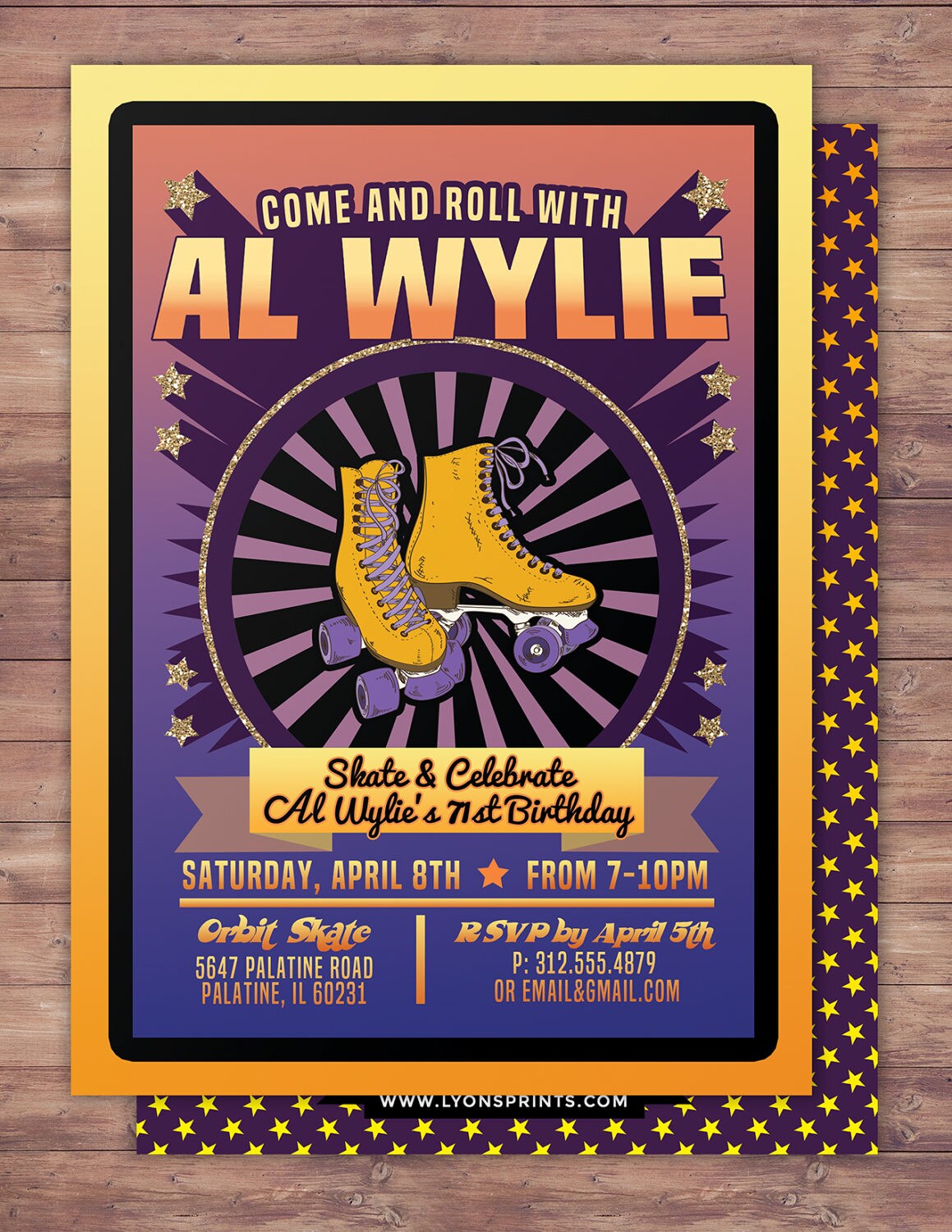 Vintage, Roller Skating, Birthday Invitation, Retro, Neon, Pop Star, Roller-Skate Party Vip, 80's, 70's, 60's, Retro
