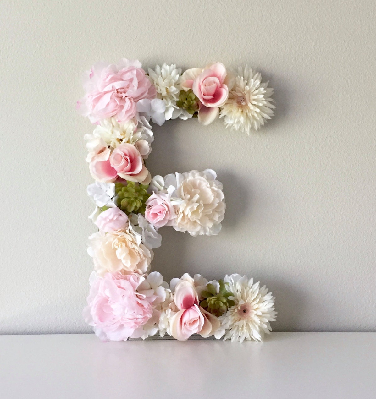 Floral Letter 19 24, Flower Letter, Nursery Light Pink Decor, Wall Wedding Initial, Nursery"