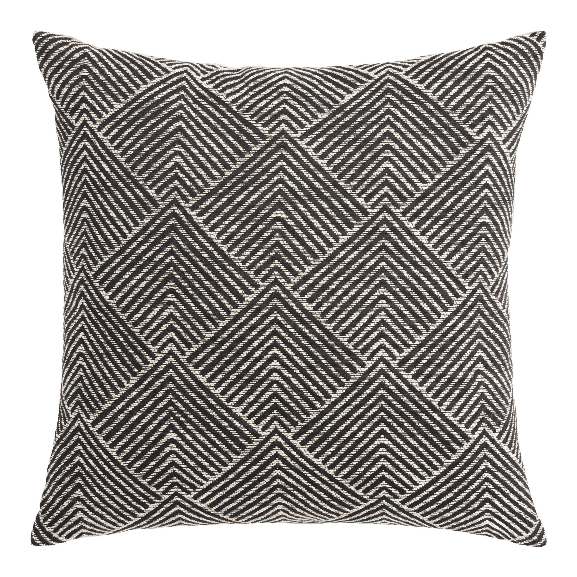 Geometric Angle Jacquard Throw Pillow: Black by World Market