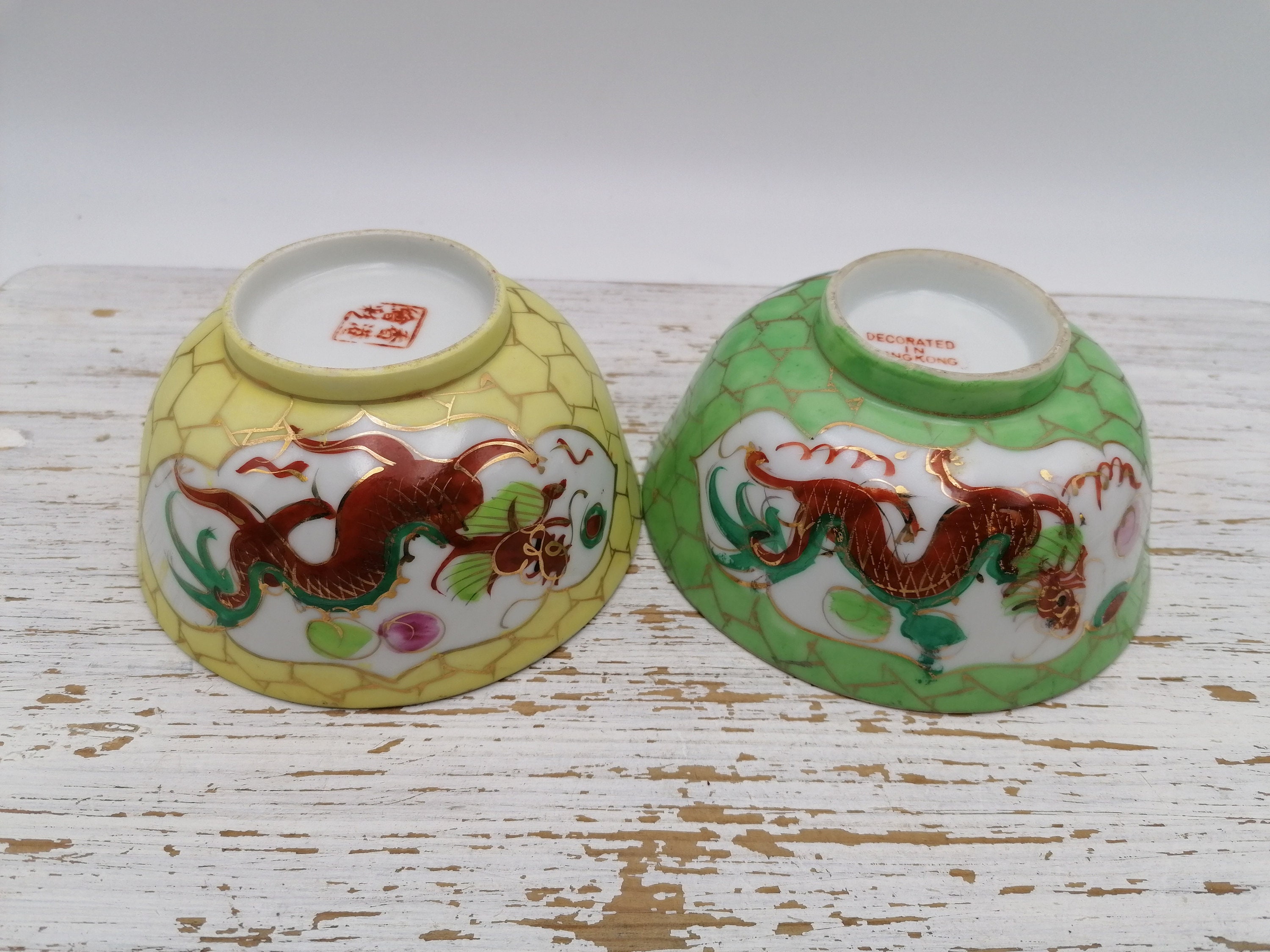 Set Of 2 Chinese Soup Bowls , Red Cinese Noodle Bowl Plates Oriental Set, Asian Bowl, Mun Shou Cookware