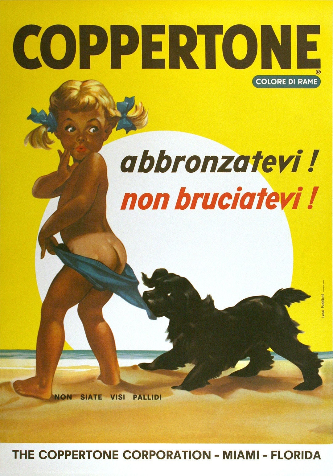 Original Vintage Coppertone Italian Poster By Joyce Ballantyne C1960