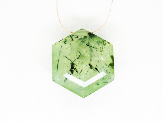 Natural Prehnite Gemstone, Hexagon Shape Prehnite, Faceted Cut Drilled Flower Beads For Jewelry Making