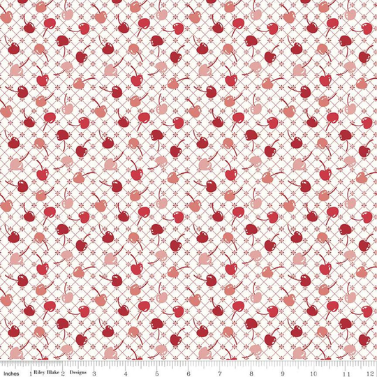 Lori Holt Cook Book Cherries Red Fabric From Riley Blake