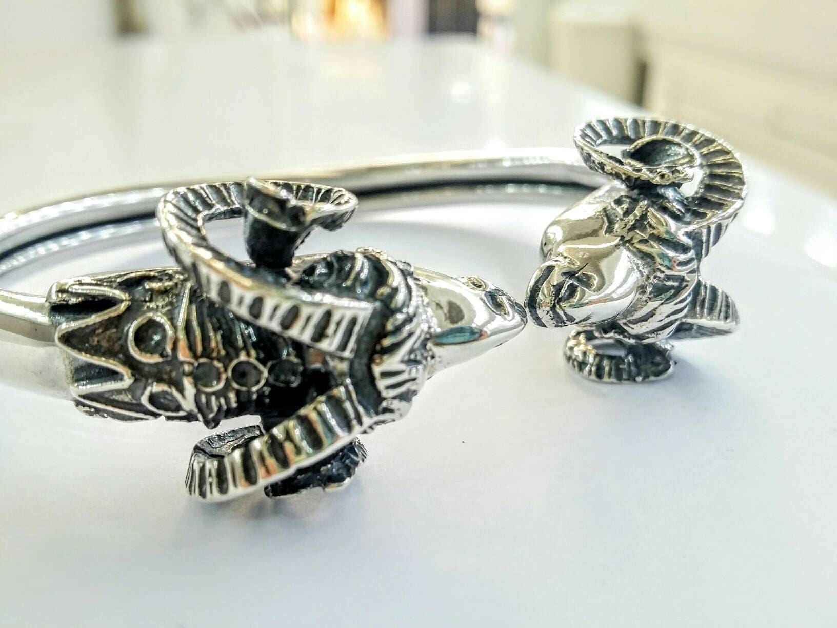Large Ram Bracelet in Solid Silver 925