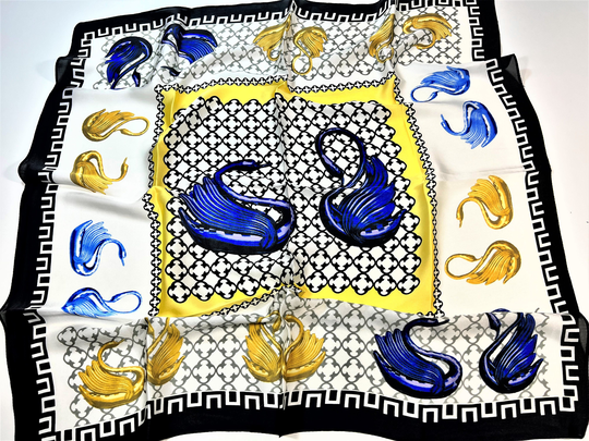 Blue Swan - Square Scarves Silk Blend Head Neck Scarf Neckerchief Bandanas Headbands