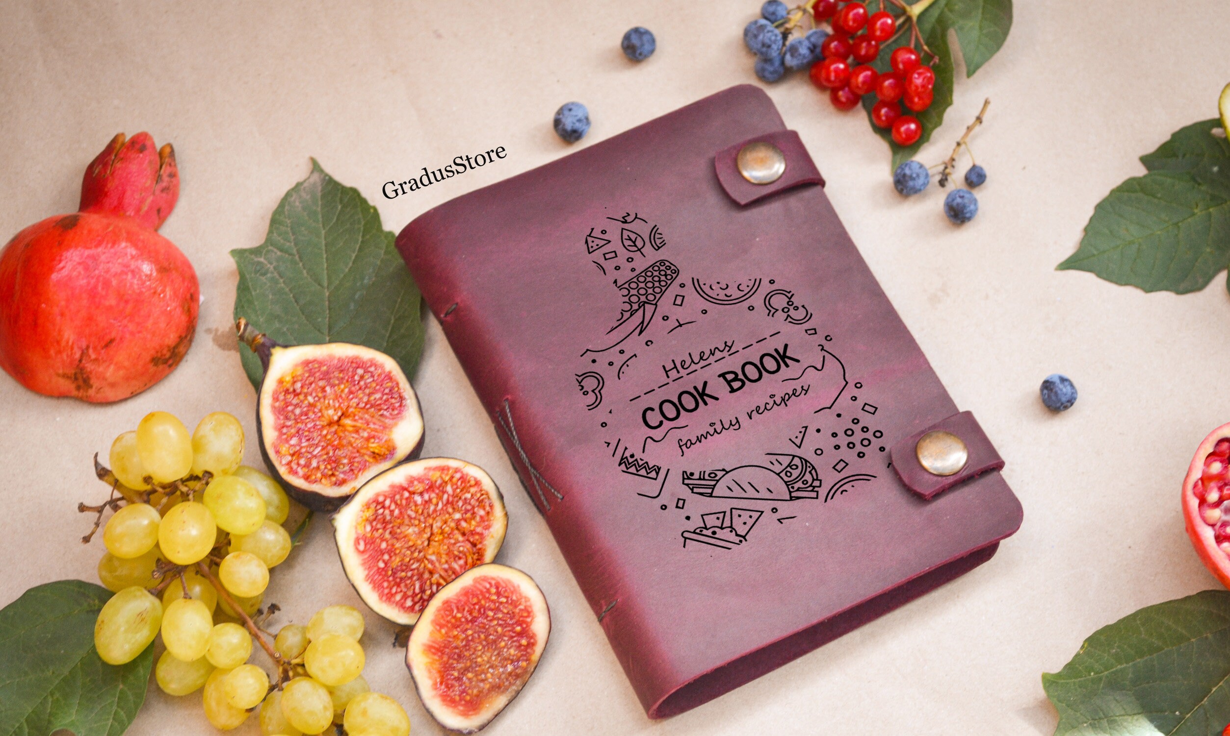 Personalized Recipe Book Custom Kitchen Organizer Cooking Books Gift For Mom Leather Cookbook A5 A6 Cook Family
