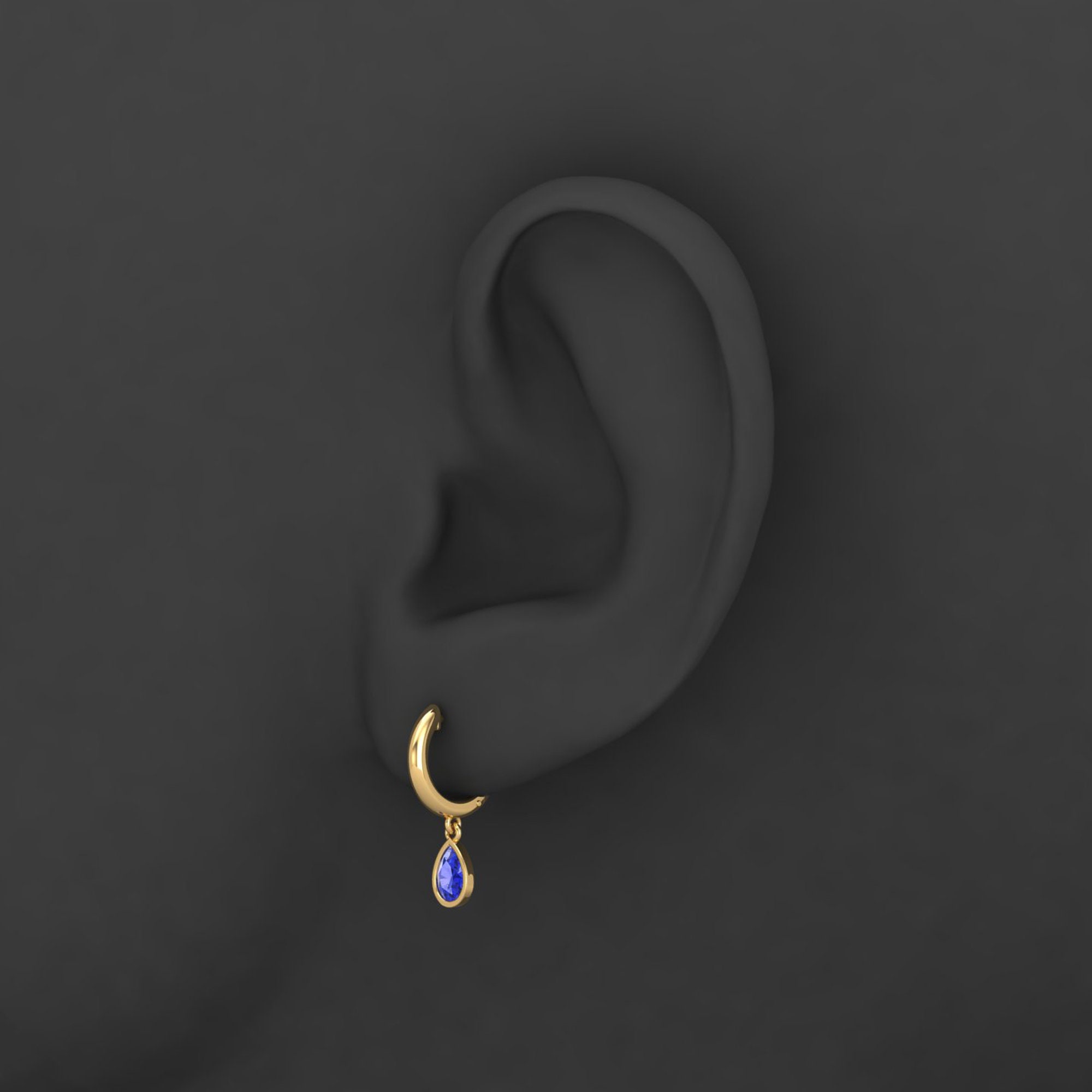 14K Tanzanite Huggies, Cartilage Earring, Tiny Helix Piercing, Tragus Earring