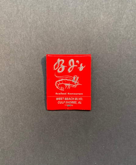 Vintage Matchbook, Bjs Seafood, Restaurant, Gulf Shores, Alabama, with 20 Match Sticks, Free Ship in Usa