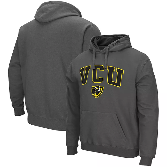 Men's Colosseum Charcoal VCU Rams Arch and Logo Pullover Hoodie, Size: 2XL, NC2 CHARCO