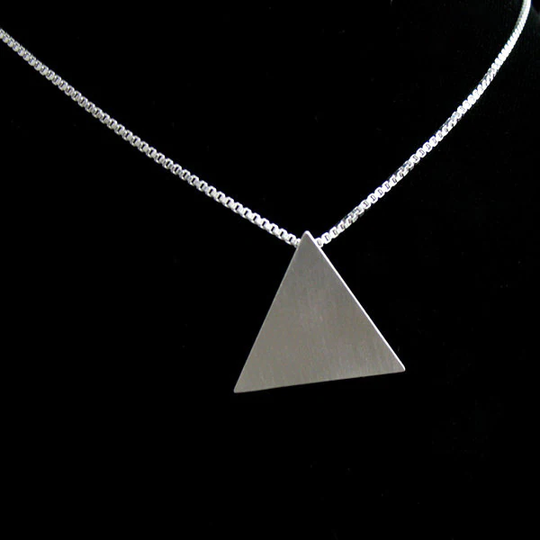 sterling Silver Pyramid Pendant Necklace 18 Inch Box Chain, Handmade Triangle Pendant, Egyptian Pyramid, Symbolic Jewelry