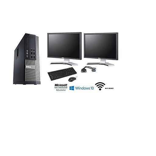 Dell OptiPlex Desktop Bundle (Includes [2] 22"Dell Monitors, Intel i5 3470, 16GB, 256GB, WiFi, Win 10 Pro), Refurbished