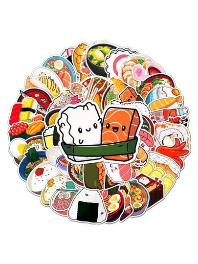 25 Cartoon Sushi Ramen Food Stickers - Super Fun Japanese Great For Crafts, Hydro Flask, Laptop, Phone #0015