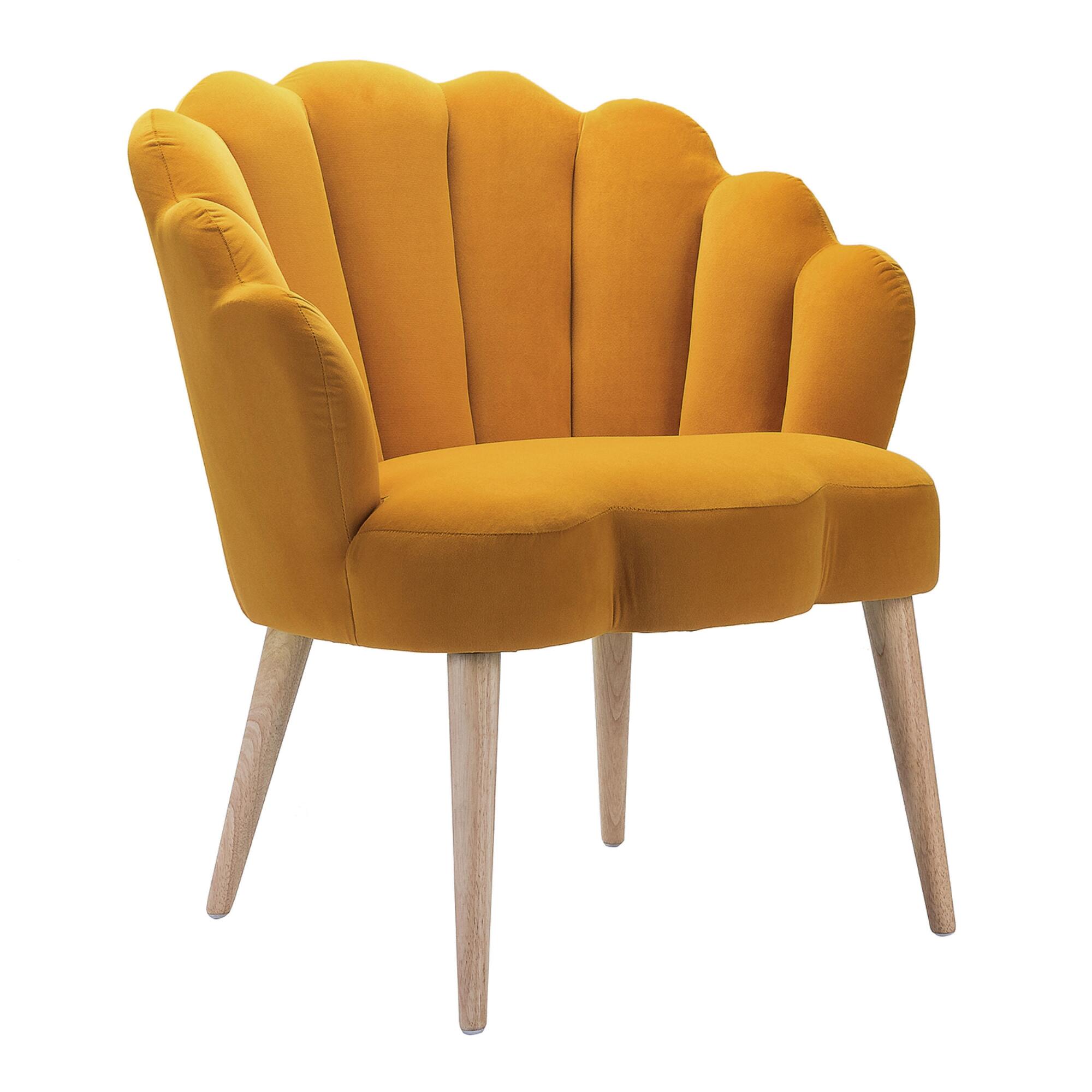 Velvet Scalloped Margery Upholstered Chair: Pink by World Market