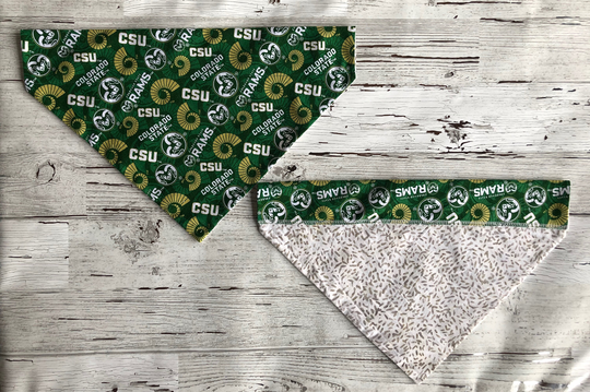 Colorado State Rams Over Collar Dog Bandana, Csu Pet Scarf, Reversible