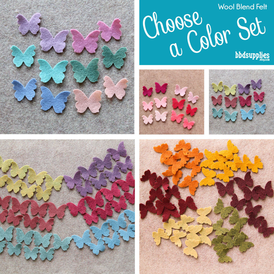 Wool Blend Felt Butterflies | 48 Tiny Pick A Color Set Diy