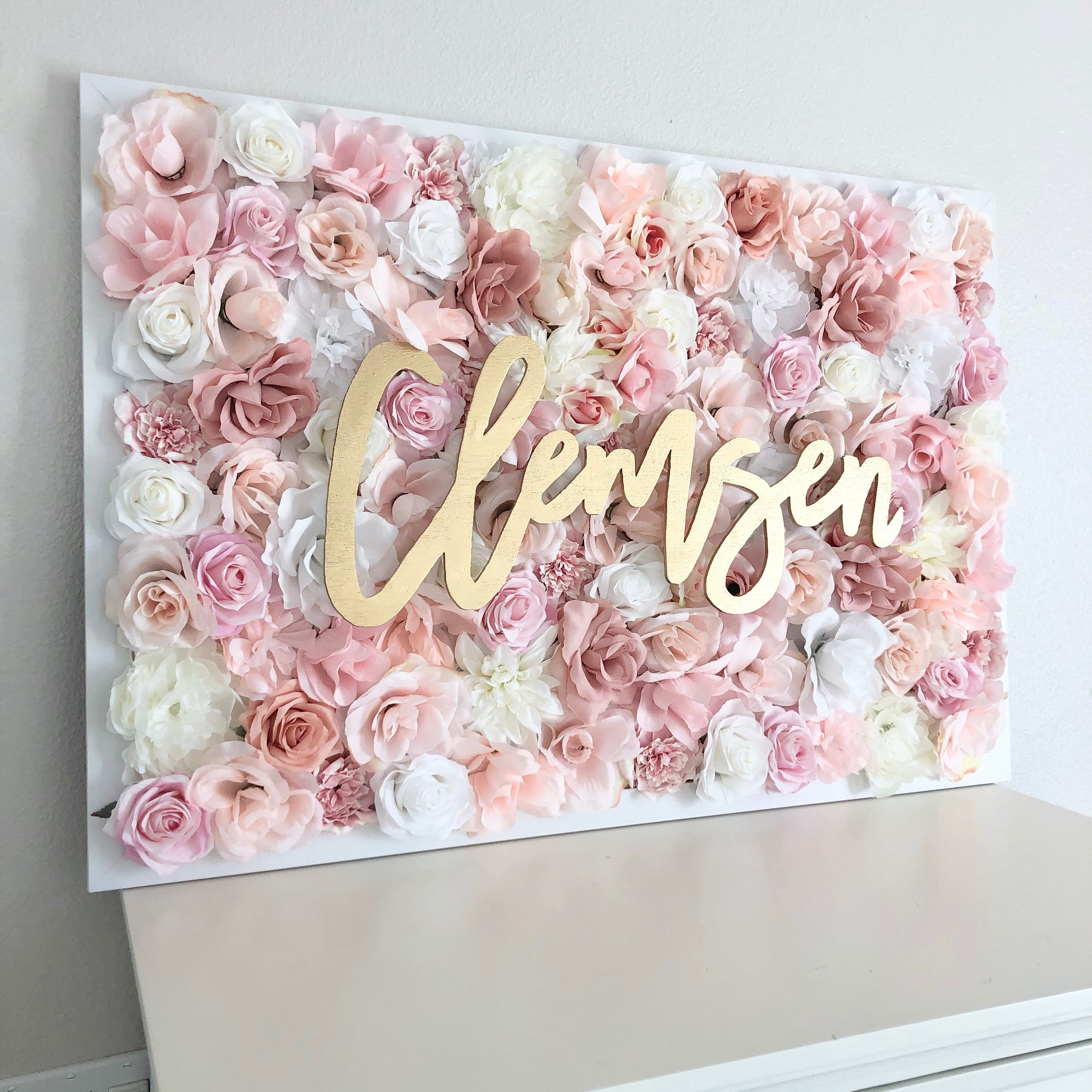 Baby Girl Nursery Wall Decor Blush, Blush & Mauve Nursery, Flower Name Sign, Floral Art, Letter, Letter