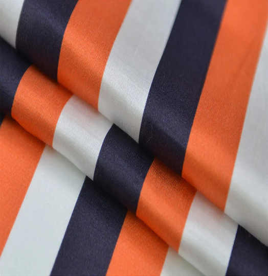Lucky Parallel Tricolor Stripes Print Silk Cotton Blend Fabric, Fabrics in The Yard,width 53 Inch