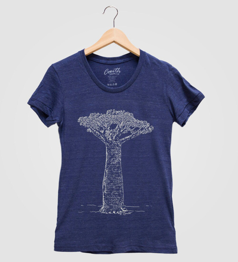 Women Shirt Custom Hand Screen Printed Baobab Tree Tri-Blend Short Sleeve Tshirt Available S, M, L, Xl