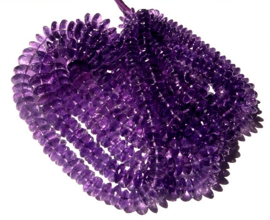 45 Pcs 7 - 14mm Natural Amethyst German Cut Faceted Rondelles Semiprecious Gemstone Diy Jewelry Making Beads Wire Wrapping Beading