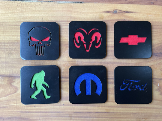 Heavy Gauge Metal Coasters/Punisher Ram /Chevy Chevrolet Bigfoot Mopar Ford