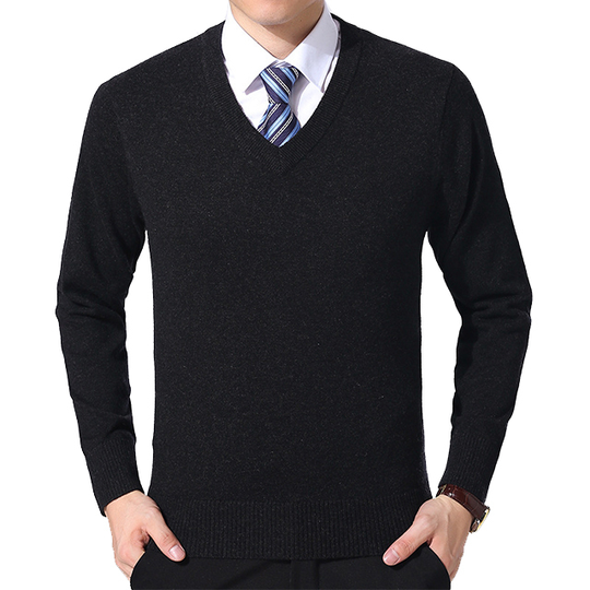 Men's Knit Wool Blend V Neck Sweater Soft Casual Cardigan - navy blue, m