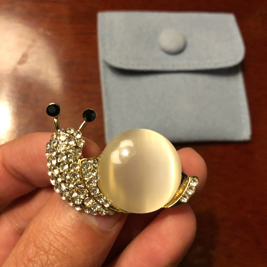Beautiful Moonstone Snail Brooch, Only 1 Available, With Velvet Gift Bag